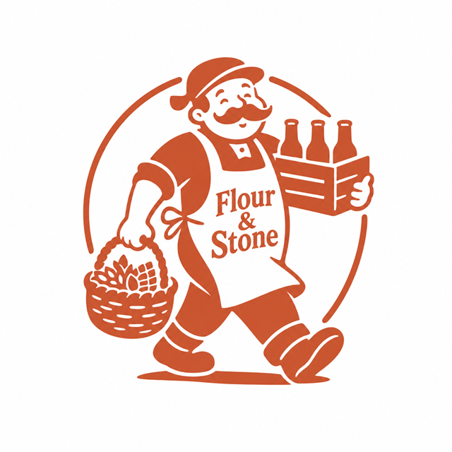 Flour & Stone baker mascot